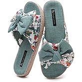 CORIFEI House Slippers for Women, Open Toe | Bow Upper | Rubber Sole | Summer Slip On