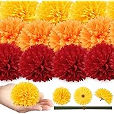 EIMMBD 40pcs Marigold Flowers Heads Bulk 3.15", Artificial Marigold Garland for Day of The Dead Decor Diwali Cinco de Mayo Fiesta Wedding Festival Party Home Decoration (Orange+Yellow+Red)