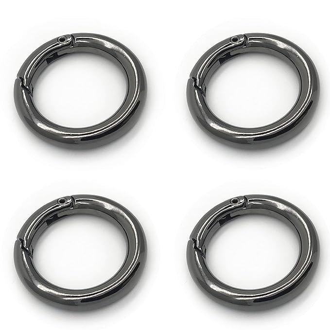 4Pcs Spring Clip Round Carabiner Ring, 1" Diameter O Ring