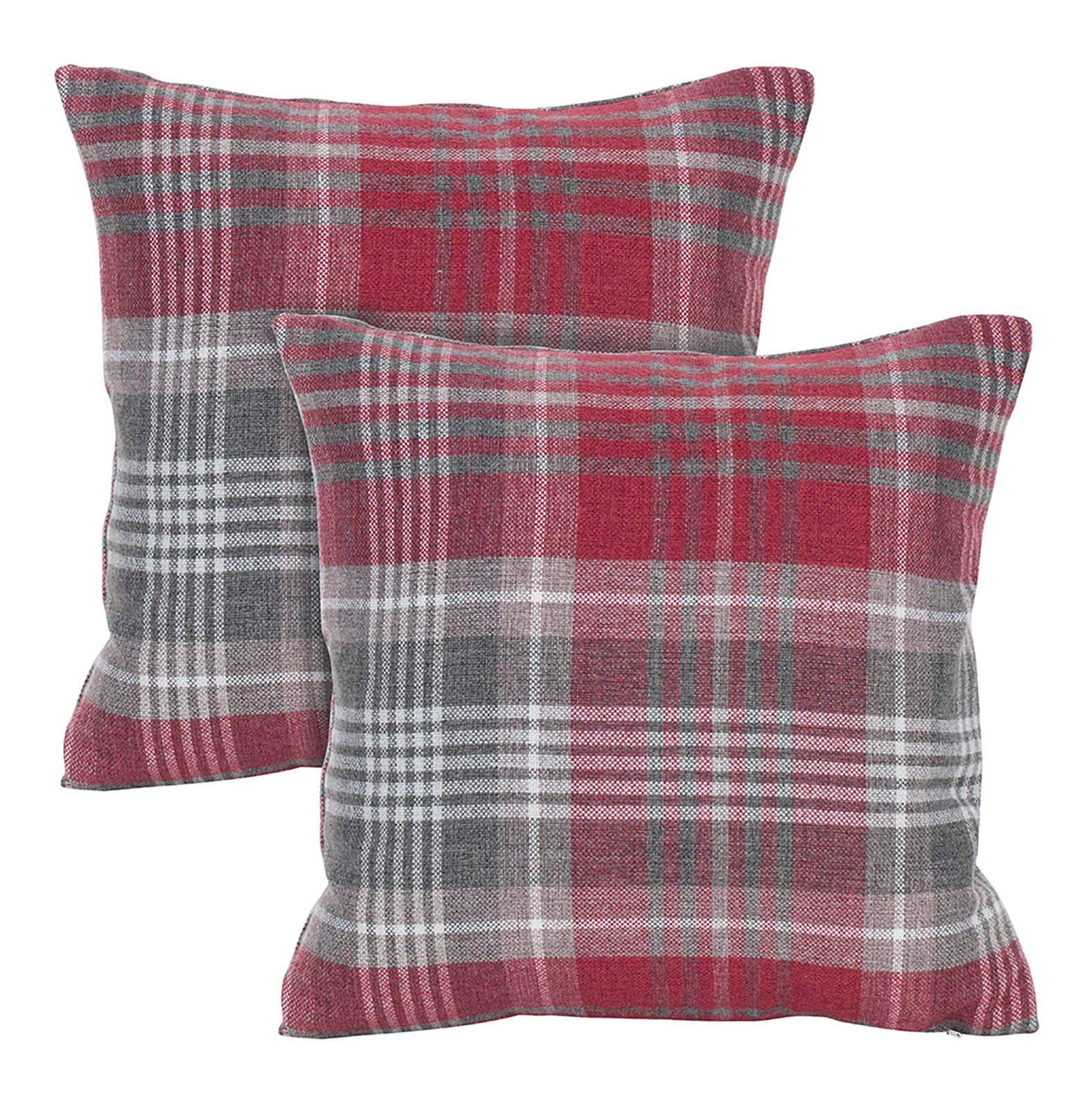always4u Check Cushion Covers Red Tartan Square Pillow Cases for Bedroom for Home Sofa Couch Chair Decoration 45x45 Cushion Covers Set of 2 Red 18 * 18 Inches