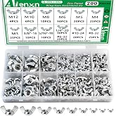 Aienxn 200PCS Wing Nuts Assortment Kit, Metric &amp; SAE Sizes | M3 -M12, #6-32 to 3/8"-16 Zinc Plated Wingnuts Fasteners, Parts Butterfly Wing Nut