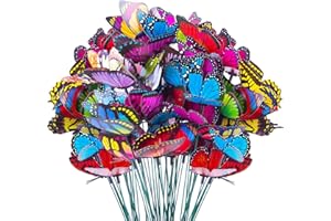 VGOODALL 50pcs Butterfly Garden Decorations, 11.5 inch Plastic Butterfly Stakes Ornaments Artificial Butterflies for Flower Bouquet Arrangements Crafts Outdoor Wall Patio Plant Yard Decor