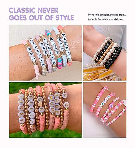 Dowsabel 1400 Pcs Letter Beads, 4x7mm Round Alphabet Beads for