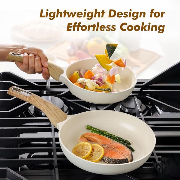 SENSARTE CERAMIC NONSTICK FRYING PAN SKILLET WITH LID, 9.5INCH NON STICK PAN OMELET PANS, NON-TOXIC KITCHEN COOKING CHEF’S PAN, FREE OF INTENTIONALLY ADDED PFAS/PTFE/PFOA, INDUCTION COMPATIBLE, WHITE