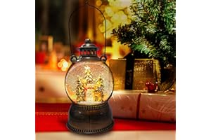 LITUPIC Christmas Lantern,Christmas Snow Globe,Christmas Decorations,Water Lanterns with Swirling Glitter, Christmas Tree Lighted Christmas Decorations Indoor