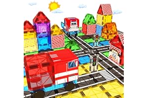 BIGSHU Magnetic Tiles Road Car Set, Toddler Magnetic Building Blocks Toys for 3 4 5 6 7 Year Old Boys Girls, Kids Montessori STEM Sensory Preschool Classroom Educational Learning Games Easter Birthday Gifts