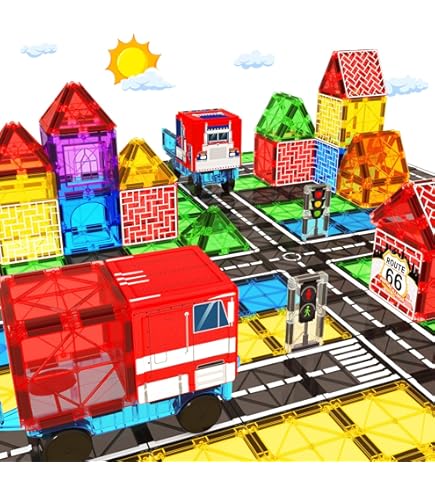 Bloques magnéticos para niños pequeños, juguetes de construcción más juego de carretera con camión, bloques de construcción magnéticos para niños y niñas de más de 3 años Bloques magnéticos para niños pequeños, juguetes de construcción más juego de carretera con camión, bloques de construcción magnéticos para niños y niñas de más de 3 años