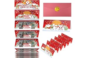XiaosRen Red Christmas Envelope Money Holder with 10 Slots, Surprise Cash Gift Card Holders for Men Women Girls Boys Xmas Party Supplies