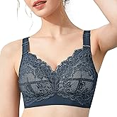 AILIVIN 34-40(B-DD) Women's Minimizer Wire Free Beauty Lace Non Padded Full Coverage Bra