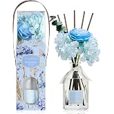 COCORR&Iacute;NA Reed Diffuser - Mint &amp; Eucalyptus 8.5 Fl.oz Flower Reed Diffuser with Sticks, Bedroom Bathroom Shelf Decor (Floral Basket Collection)