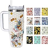 Sps ssion 30 oz Bee Tumbler With Handle and Lid - Double Stainless Steel Insulated Cup for Bee Lovers - Travel Coffee Mug