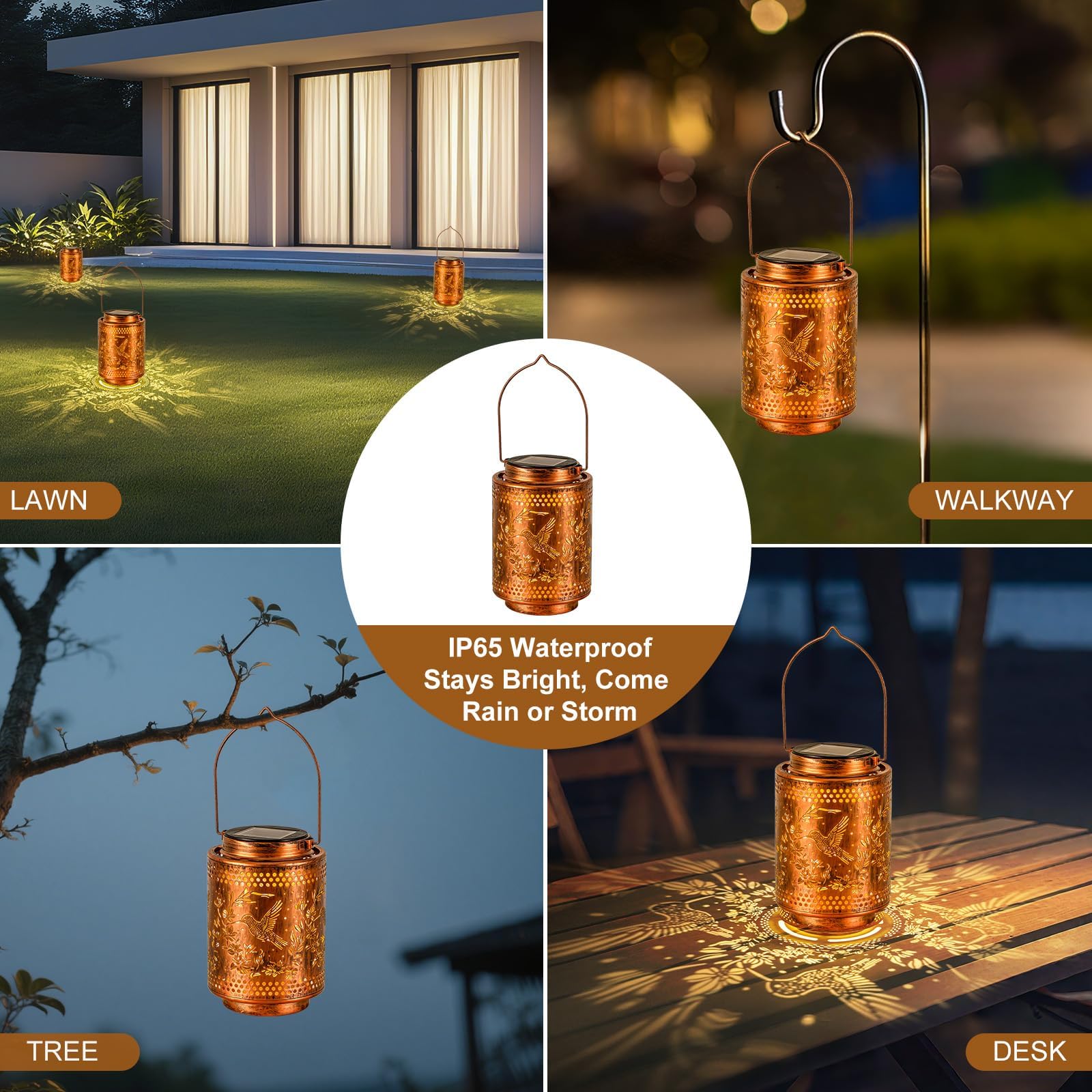 Adebime Hummingbird Solar Lanterns, Gifts for Mom, Grandma, Outdoor Waterproof Hanging Garden Decor for Patio, Yard