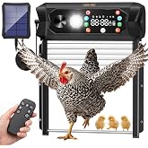 Automatic Chicken Coop Door Solar Powered, Large 9.45&rdquo;X10.24&rdquo; Opening | Solar Chicken Coop Door with Remote Control, Roll-Up Chicken Door, Anti-Pinch, Timer, Light Sensor, LCD Display, Weatherproof