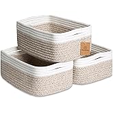 NaturalCozy 11.8"x8"x4.5” Storage Baskets for Shelves 3 Pack | Cotton Rope Woven Small Baskets for Organizing | Small Storage Bins for Nursery, Bathroom, Closet, Cube Shelf, Decorative, Gift Basket