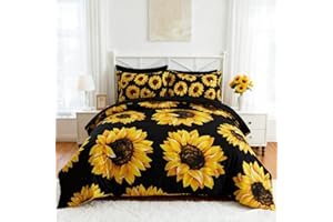 Wowelife Sunflower Full Size Comforter Sets, 5 Piece Sunflower Bedding Sets, Premium Flroal Bed in A Bag for Girls, Comfortab