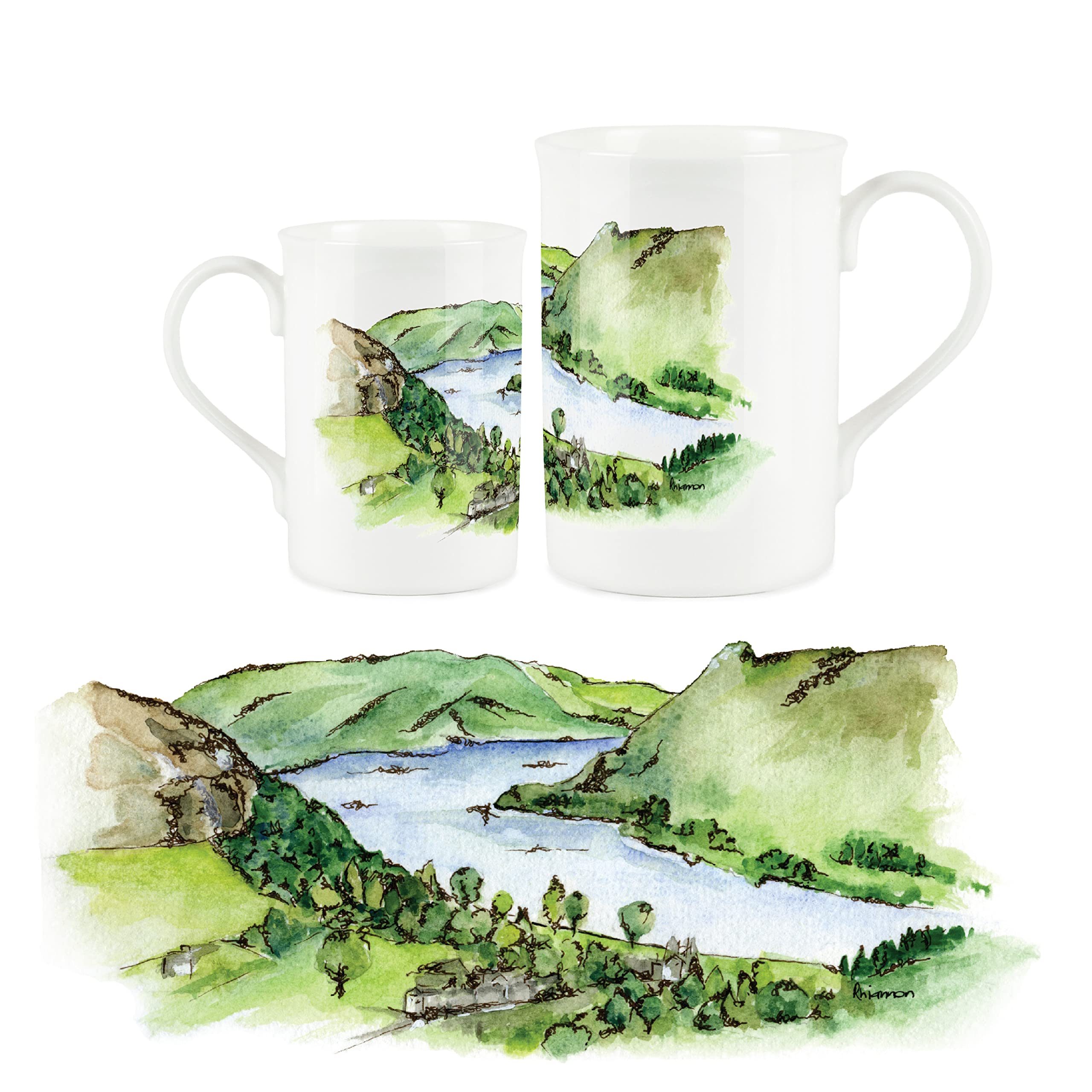 Purely Home Lake District Mug - British Landmarks Lake Windemere Design Mug - Tea/Coffee Bone China Cup Gift