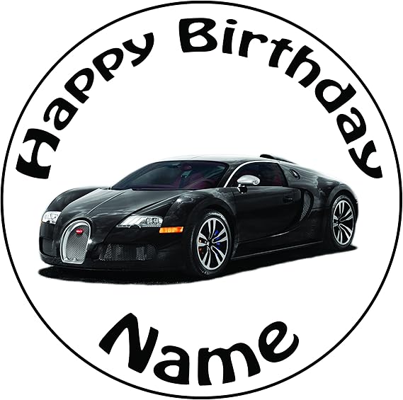 Personalised Bugatti Cake Topper- A Pre-Cut Round 8" (20cm) Icing ...