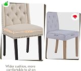 Yaheetech Dining Chairs Set of 6 Beige Upholstered Tufted with Nailhead Trims view 6