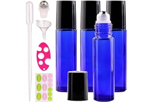inice 4 Pack Essential Oil Roller Bottles 10ml Cobalt Blue Glass Bottles Stainless Steel Roll On Ball Applicator for Daily Care