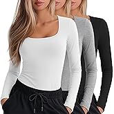 Neer 3 Pack Womens Underscrub Shirts Long Sleeve Square Neck Tops Scrub Tee Comfort Basic Layering Clothes for Nurse