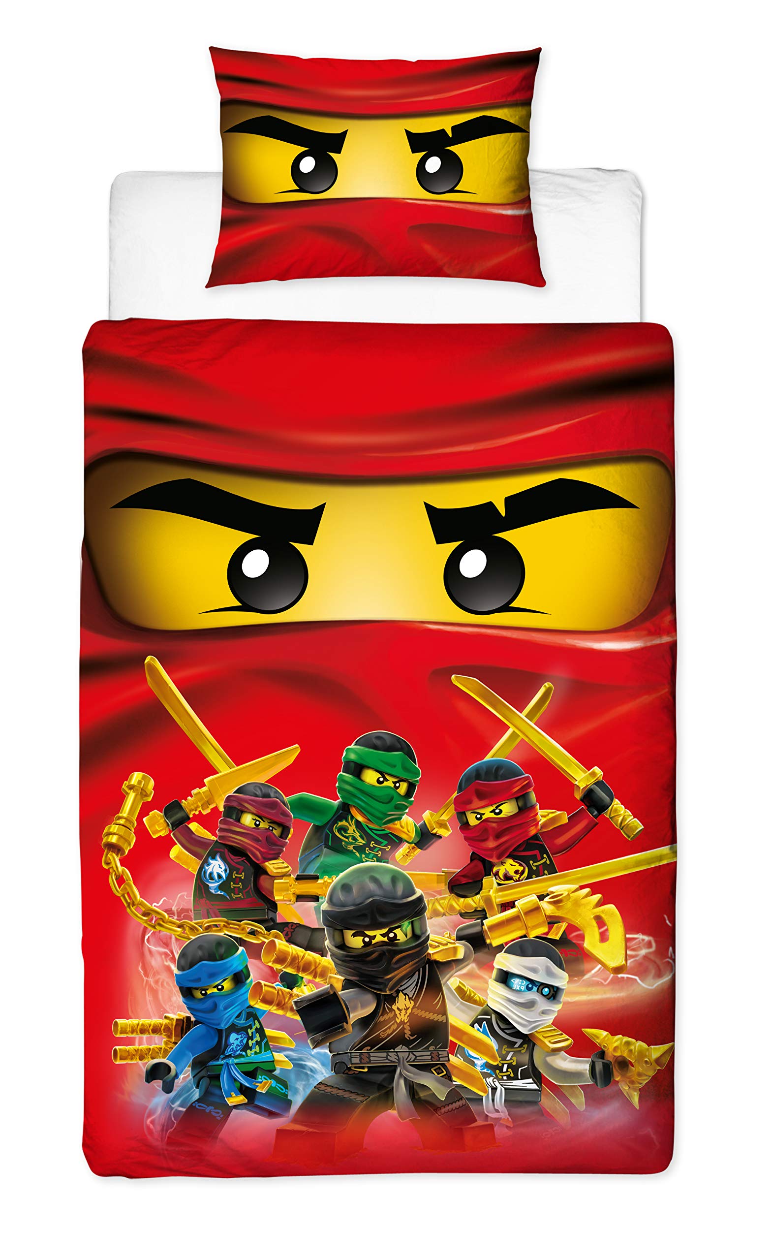 LEGO Ninjago Collective Design Single Duvet Cover | Reversible Two Sided Bedding Featuring Master Builder Llyod, With Matching Pillow Case
