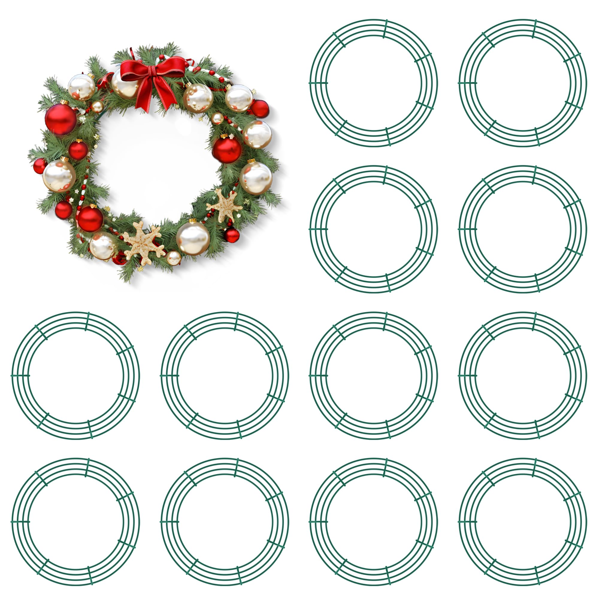 Thealyn 12 Pack 35cm Metal Wreath Frame Wire Wreath Rings for Christmas New Year Party Home Decor Crafts Supplies (14 Inch)
