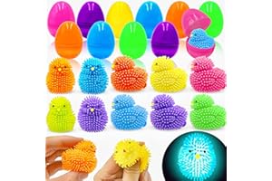 Govetom 12 PCS Easter Eggs Filled Chick LED Puffer Balls,Light Up Toys Stuffers Stress Relief LED Ball for Kids Easter Egg Hunt Filling Treats Easter Basket Stuffers Easter Party Favor