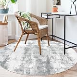 Famibay Round Rug 150cm Grey Abstract Thin 5mm Non Slip Washable view 2