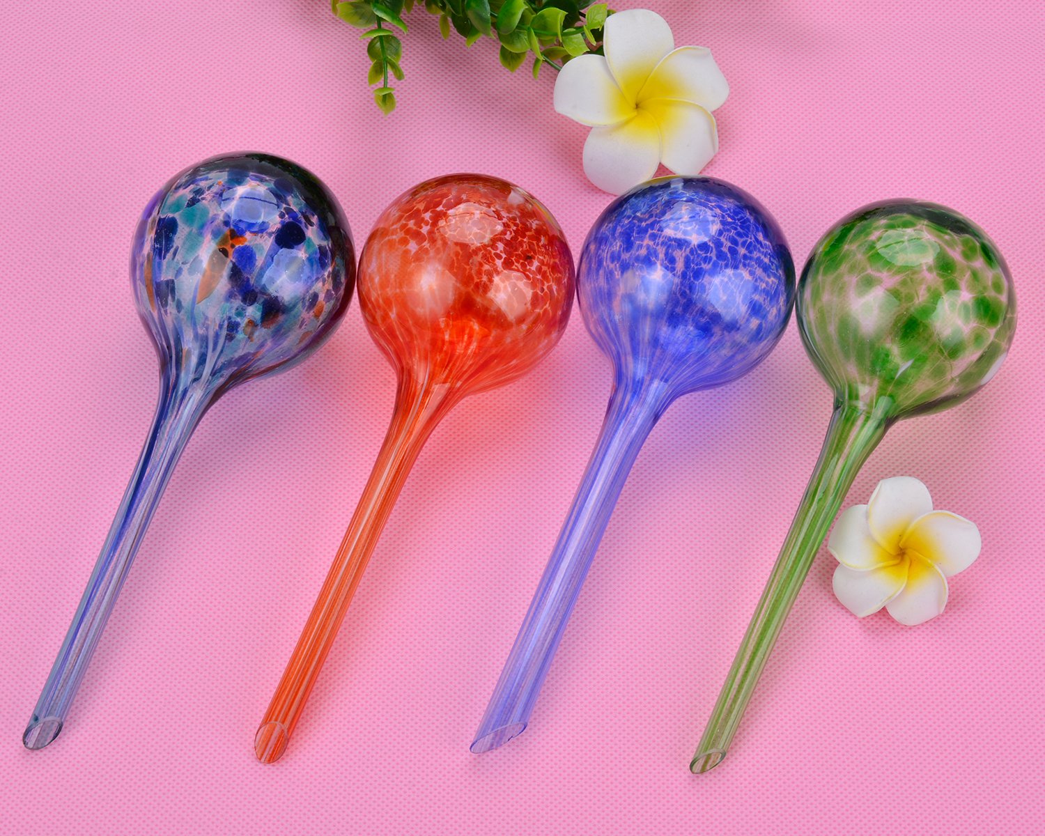 Self-watering Bulbs, Fascigirl 4 pack Hand-blown Glass Plant Watering Device Aqua Globes Bulbs Self Automatic Watering System