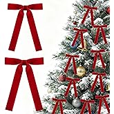 16 Pcs 1" Wide Red Velvet Christmas Tree Bows 5 * 7 inch, Rustic Bows for Door, Garland, Fireplaces, Wreath Decor, Xmas Home Party Decoration
