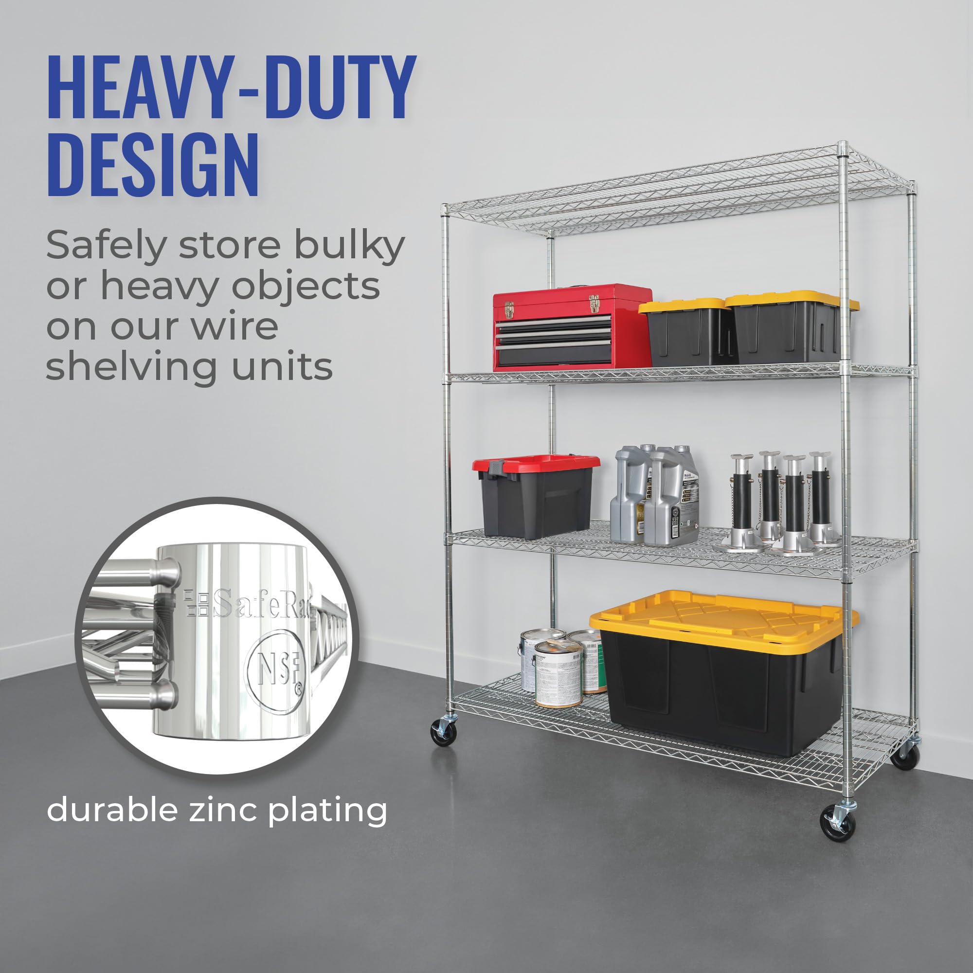 Mua SafeRacks WS-602472-ZW4 NSF Certified 4-Tier Heavy Duty Wire Rack ...