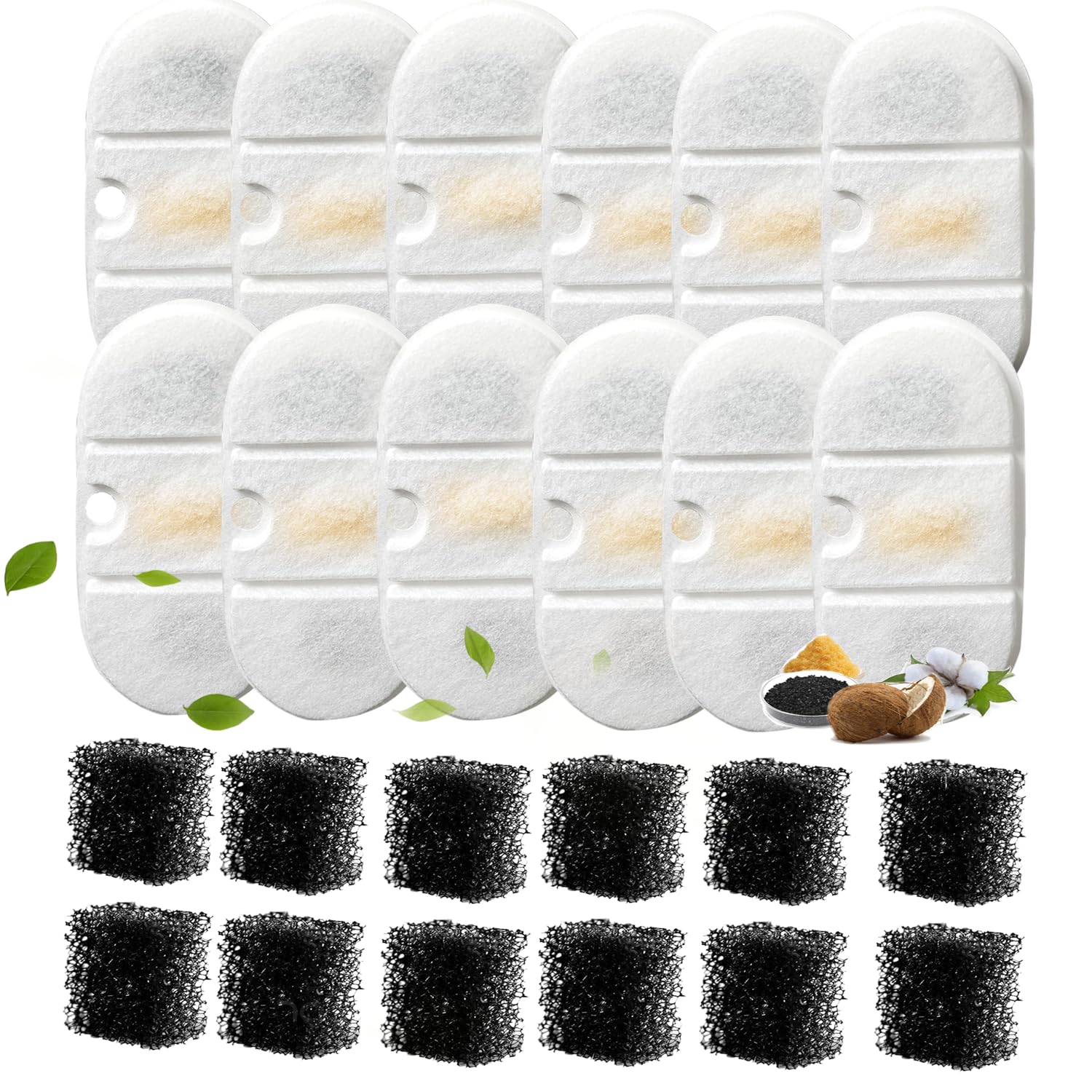 Photo 1 of 12 Pack Replacement Cat Water Fountain Filters with 12 Sponges Compatible with PETLIBRO Capsule Pet Fountain: PLWF002, 71oz/2.1L for Ultra Quiet Pet Water Fountain