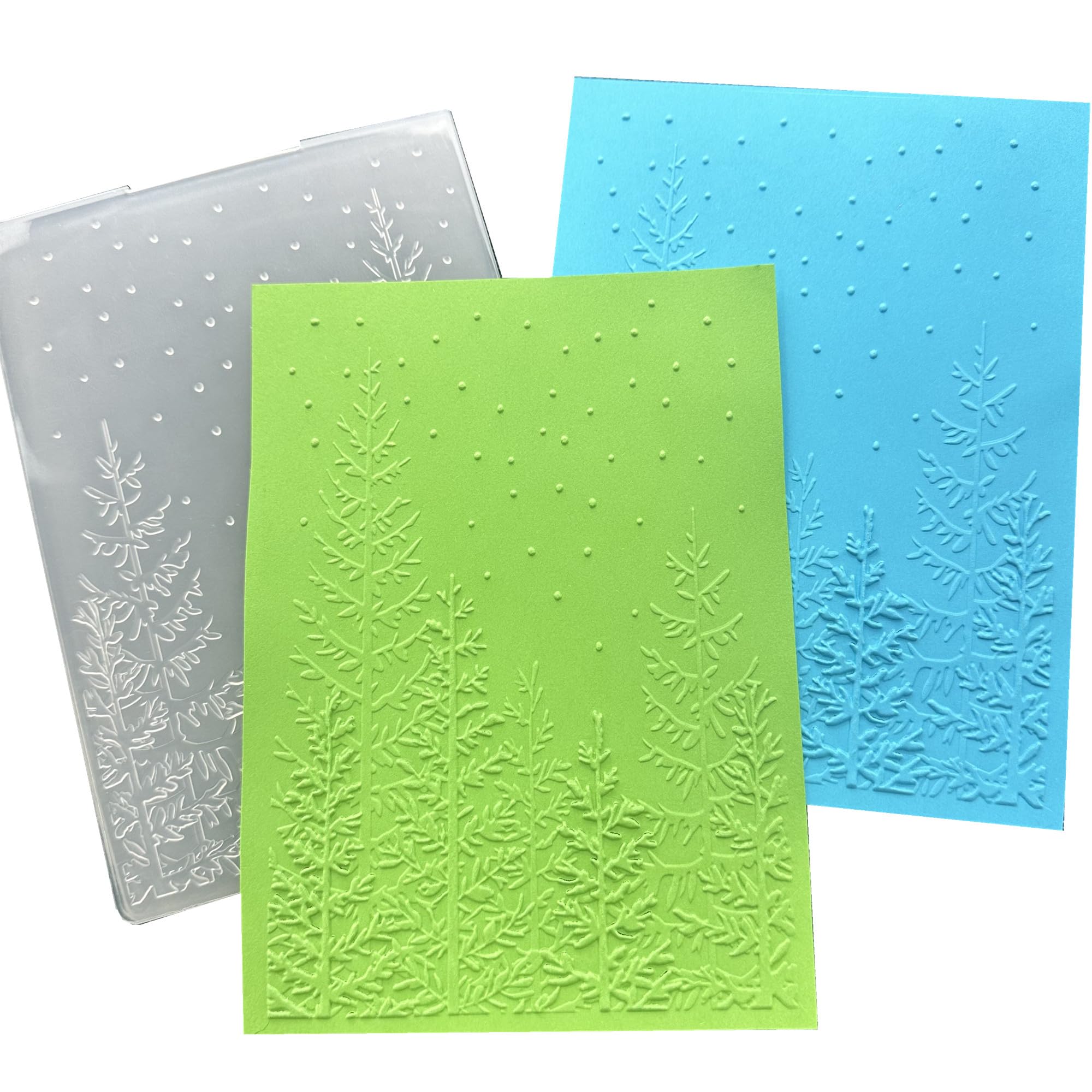arriettycraft 3D Winter Woodland Plastic Embossing Folders for Christmas Card Making or Journaling Wintery Forest with Snowfall Embossing Folder for Gift Tag Paper Crafting Home Decoration