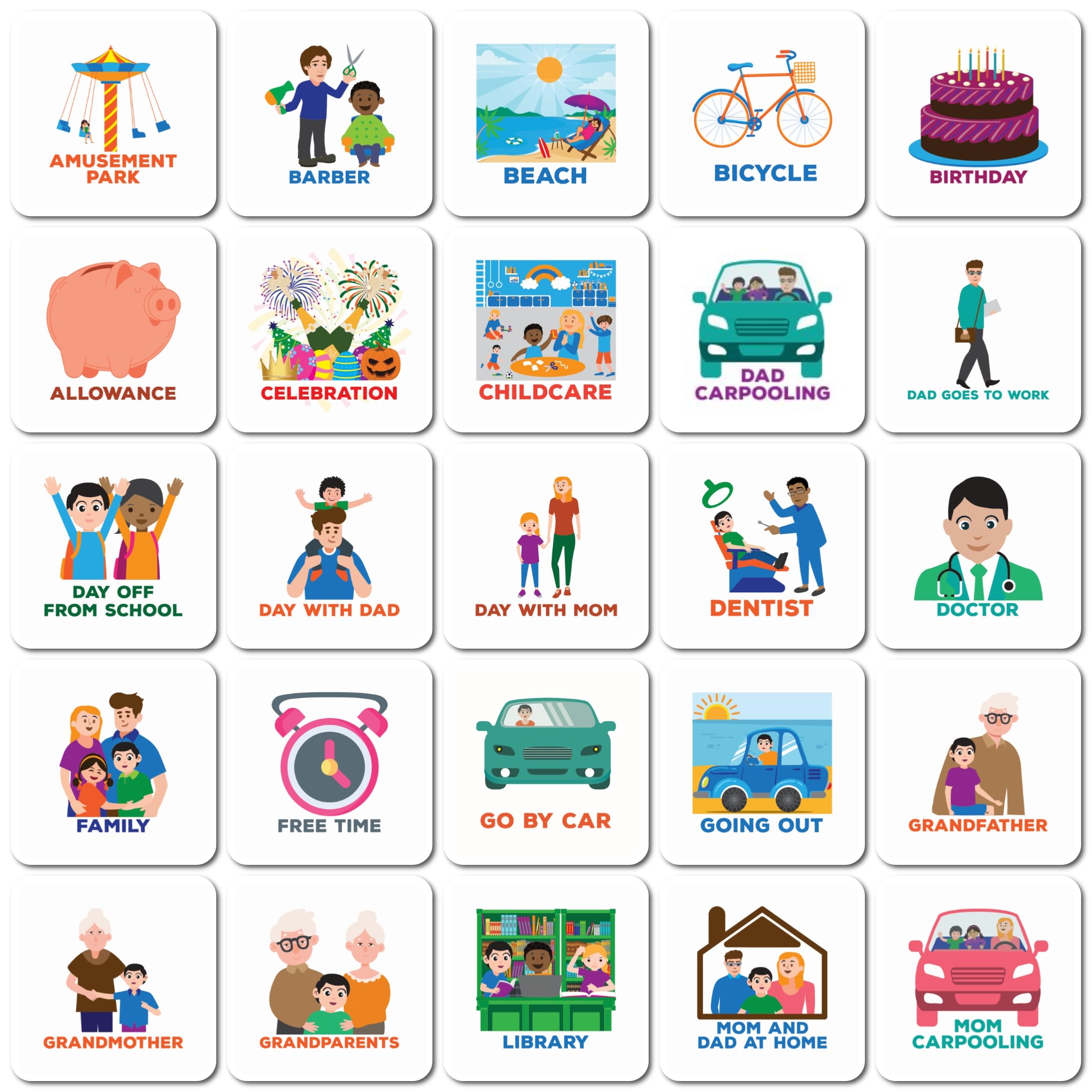 Smarfer - Magnetic Pictograms for Weekly Planner - 50 Pieces - English - for Kids - Outdoor Activities - Daily Routine - Autism Planner - Magnets - Routine Tasks - Reward Chart