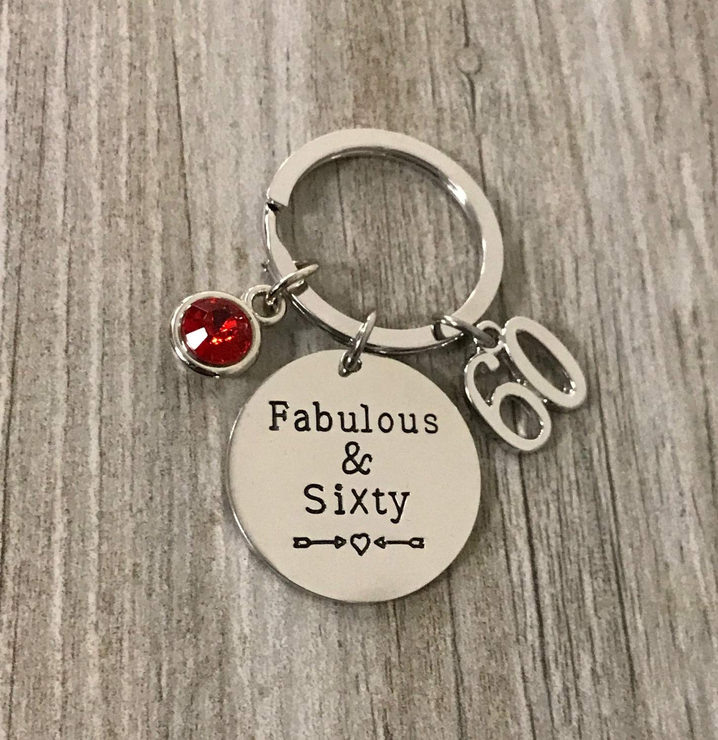 Luggage Travel Gear 60th Bday Gifts For Him Or Her Fabulous And Sixty Key Ring 60th Birthday Gifts For Men Women Personalized 60th Birthday Keychain With Birthstone Charm Clothing Shoes