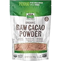 NOW Foods, Organic Raw Cacao Powder, with Polyphenols and Flavonols, Sun-Dried, Intensely Rich Flavor, 12-Ounce (Packaging Ma