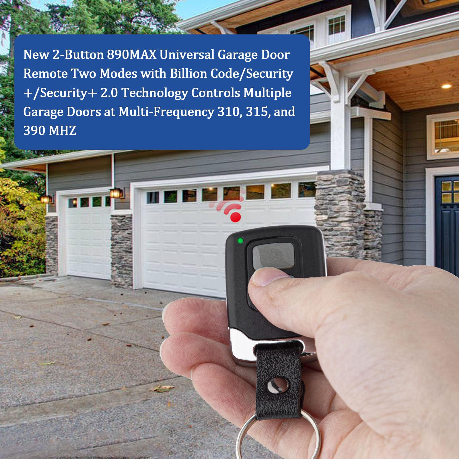 2 Garage Door Opener Remote, for Lift Master Chamberlain Craftsman Garage Door Opener Remote 893LM 893Max 891LM 971LM 973LM 371LM 373LM, Red Orange Green Yellow Purple Learn Button Garage Door Remote
