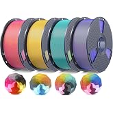 SUNLU Multicolor 4-Color Silk PLA+ Filament Bundle, 4kg in Total | Silk PLA+ 3D Printer Filament 1.75mm +/- 0.02mm, Shiny Silk Texture, 4kg in Total, 1kg per Spool, 4 Pack