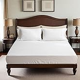 QKTE 100% French Linen Fitted Sheet King Size, Easy Fit Breathable Soft Bed Fitted Sheet, Premium Natural Flax, Fits Mattress up to 16" Deep - White, King