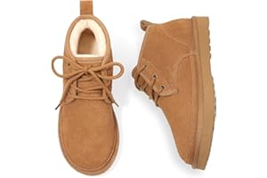 Litfun Fur Lined Ankle Boots for Women Genuine Suede Mini Booties Short Lace Up Snow Boots