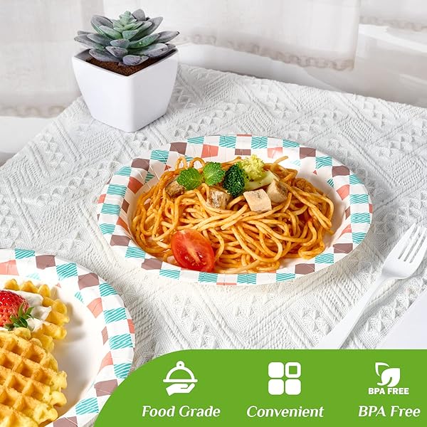 FOCUSLINE 360PACK DISPOSABLE PLATES – 8.375 INCH, SOAK-PROOF & CUT-PROOF BULK PAPER PLATES FOR PARTIES, PICNIC AND FAMILY GATHERINGS