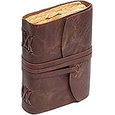 Tannerio Vintage Leather Journal 7x5 – 200 Pages for Writing, Sketching, Drawing – Genuine Leather Travel Diary for Men and Women – Handmade Brown Notebook, Artist Gift, Rustic Leather Bound Journal