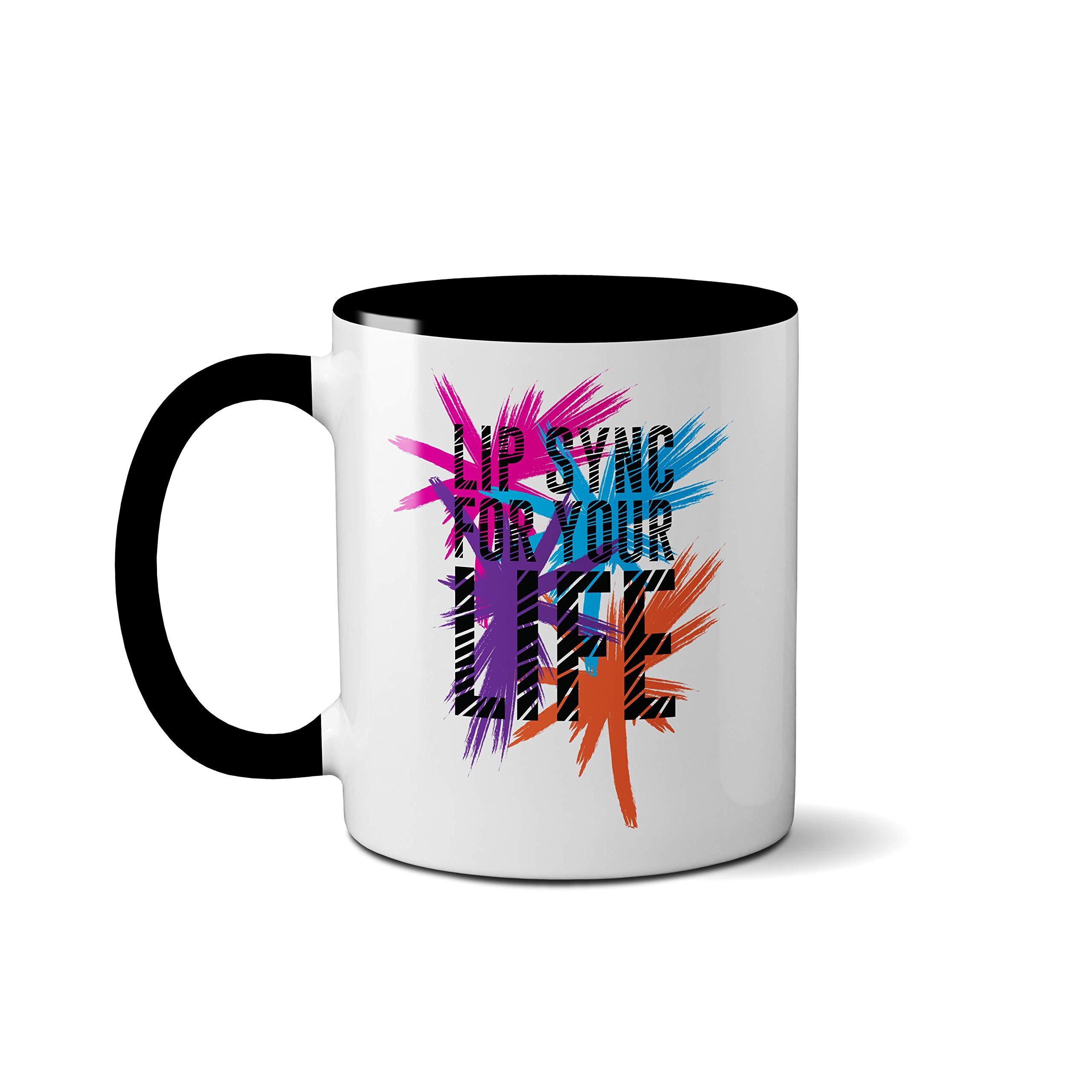 SMARTYPANTS Lip Sync for Your Life Mug - TV Drag Race Queen Ceramic Hot Cold Drinks Cup Gift (Black Handle Prime)
