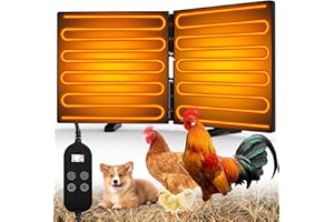 Lxheir Chicken Coop Heater, Adjustable Temperatures & 5 Timers Heater for Chicken Coop, 220W Large Size Foldable Energy Efficient Radiant Heat Coop Heater for Chicken Kitten Puppy Pets