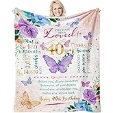 Zvzmzy 40th Birthday Gifts for Women Throw Blanket 60"X 50", 40 Year Old Birthday Gifts for Women, Gifts for 40th Birthday Woman, Turning 40 Gifts for Her, 1985 Forty Gifts, 40 Yr Old Bday Gift Ideas