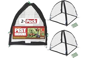 NuVue Products 32100 Pop-Up Garden Netting Pest Guard Covers with Ground Spikes, Mesh Plant Cover Tents for Pest and Animal Control, Pack of 2, Black, 22" x 22" x 22"