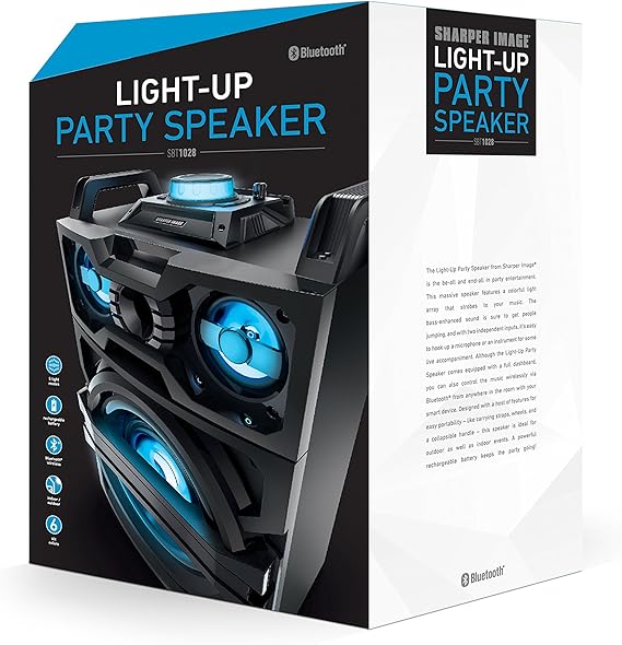sharper image portable led party speaker sbt1034
