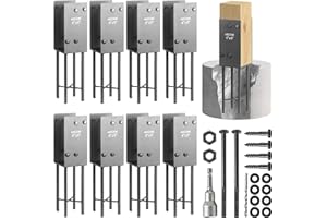 AECXM 4"x4" (Actually 4"x4") Heavy Duty U-Shaped Fence Post Holder Bracket, Wet Concrete Post Bracket, for Deck railings, Fences, mailboxes, gazebos Wet Concrete Foundation Support (Dark Gray-8 Pack)