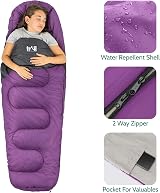 Trail Outdoor Kids Sleeping Bag Mummy 3 Season 170cm Purple with Rucksack view 5