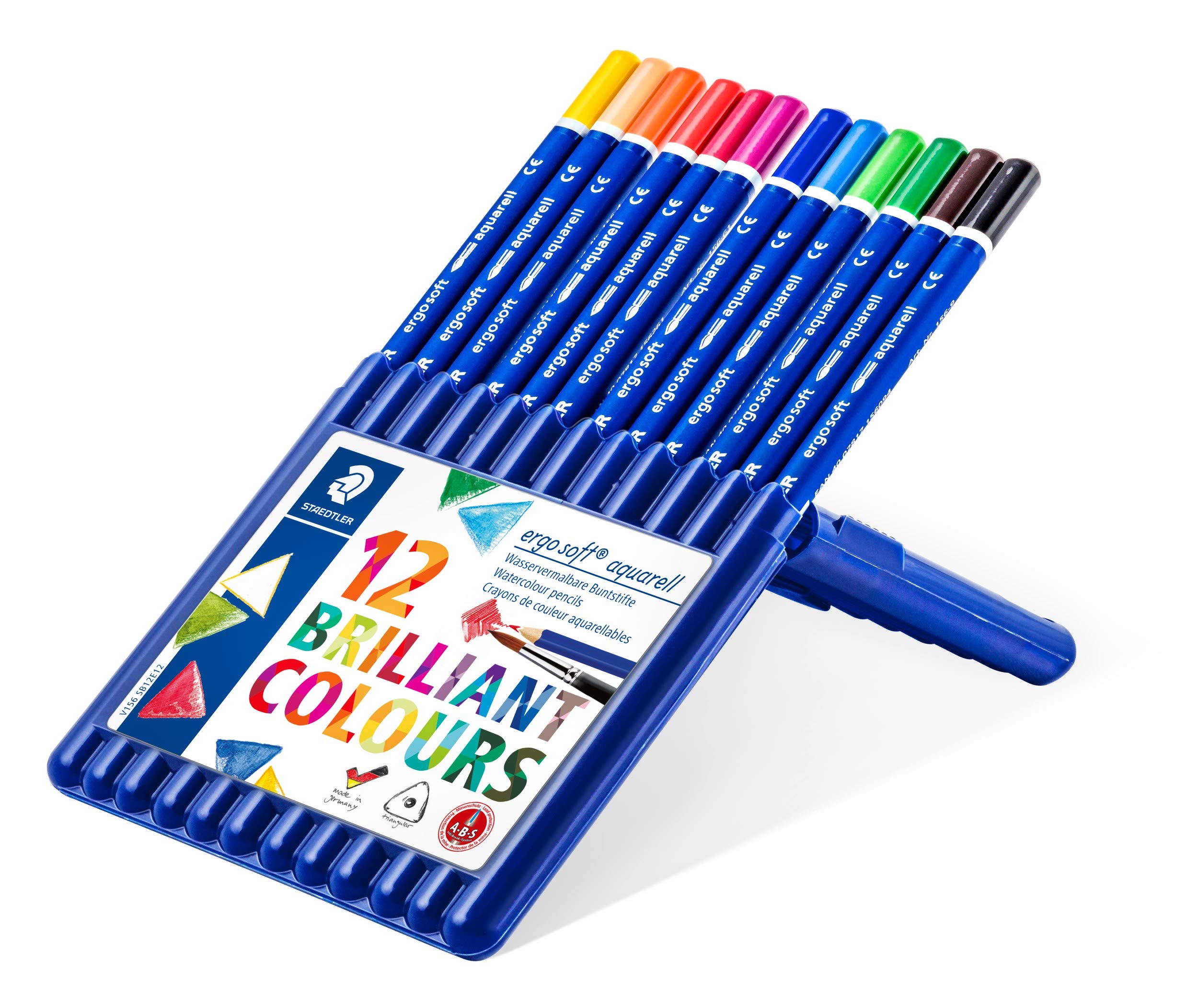 Staedtler Ergosoft Aquarell 156 SB12 Triangular Watercolour Pencils - Assorted Colours (Box of 12)